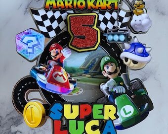 Mario kart anime cake topper with free random mini topper