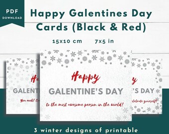 Printable Galentines Day Card| Happy Galentines| Best Friend Card| Inspirational Cards| Winter Theme| Black and Red| 7x5 in 15x10 cm| Folded