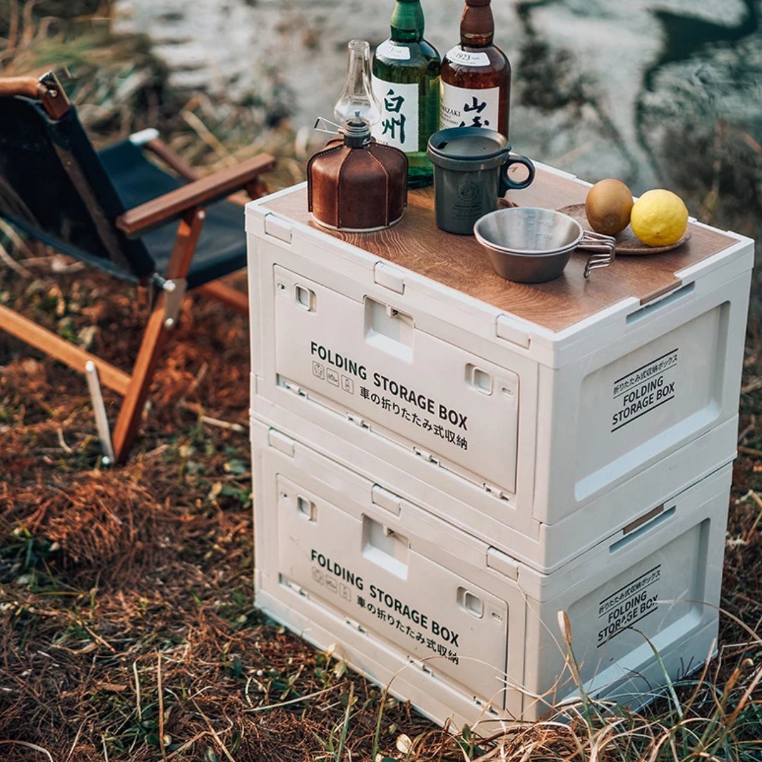 50L Wood Outdoor Camping Storage Box Foldable and With Wood Etsy UK