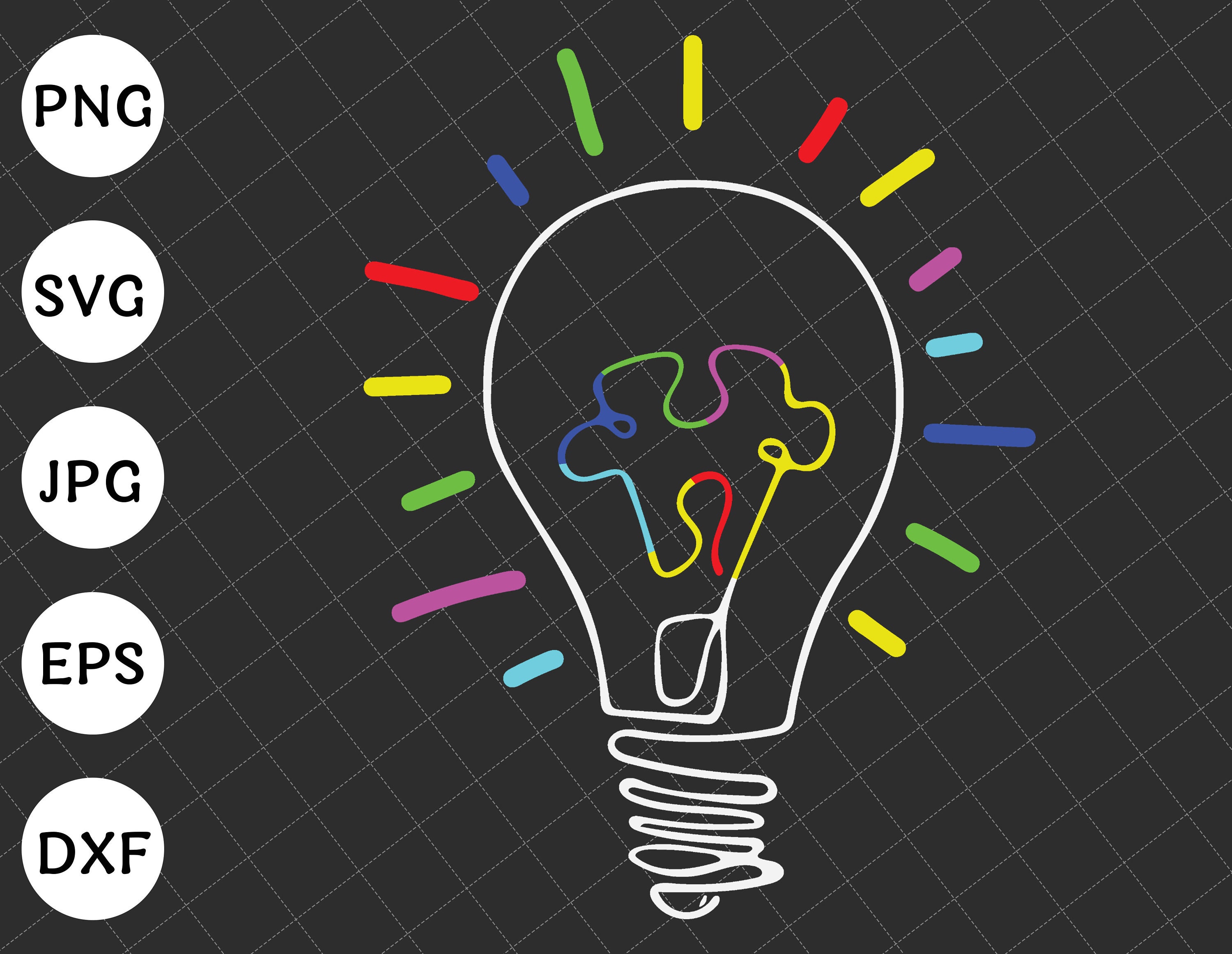 Autism Light Bulb Svg Autism Svg Autism Awareness Svg | Etsy