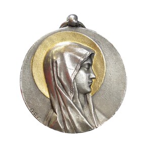 1 3/4 Zoll Mary Lourdes Medal Anhänger Amulett Vintage