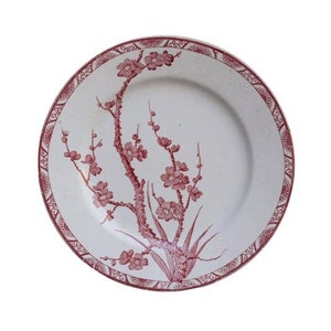 Vintage Red Transferware Hawthorn Dinner Wall Plate Aubepine by Longwy