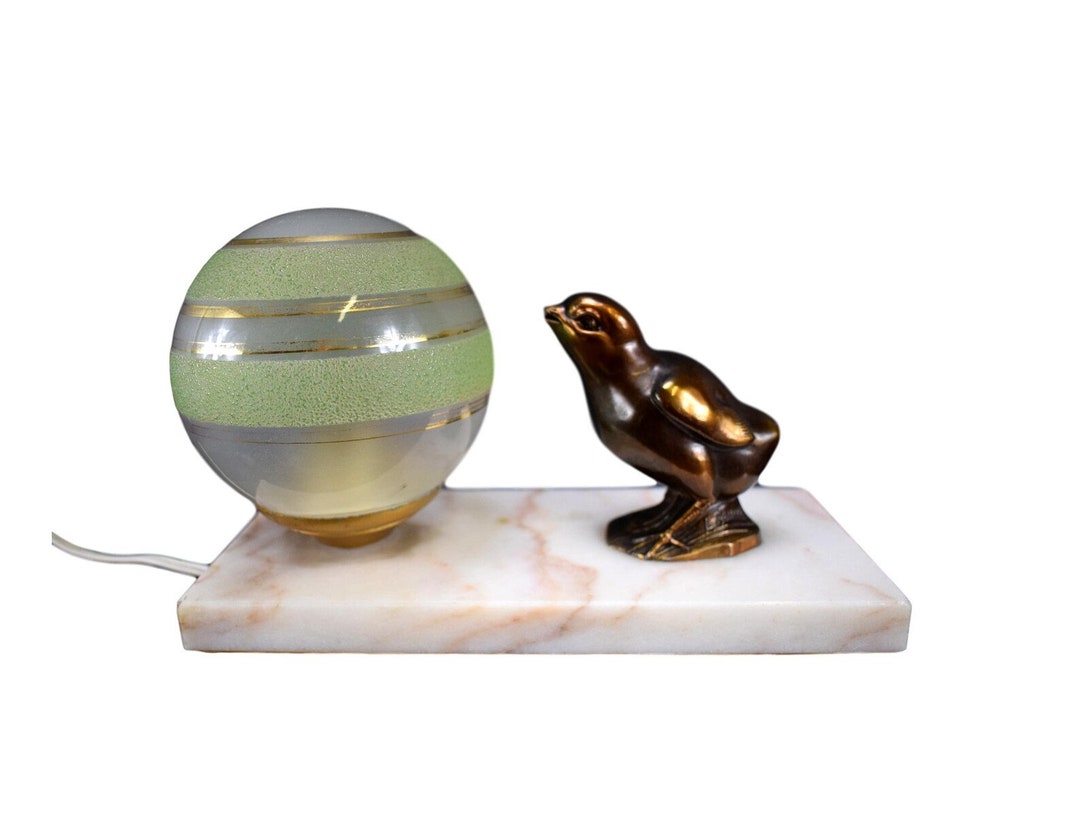Art Deco Table Lamp Chick Bedside Lamp On Marble Signed L Bruns art-deco-table-lamp-chick-bedside-lamp-on-marble-signed-l-bruns