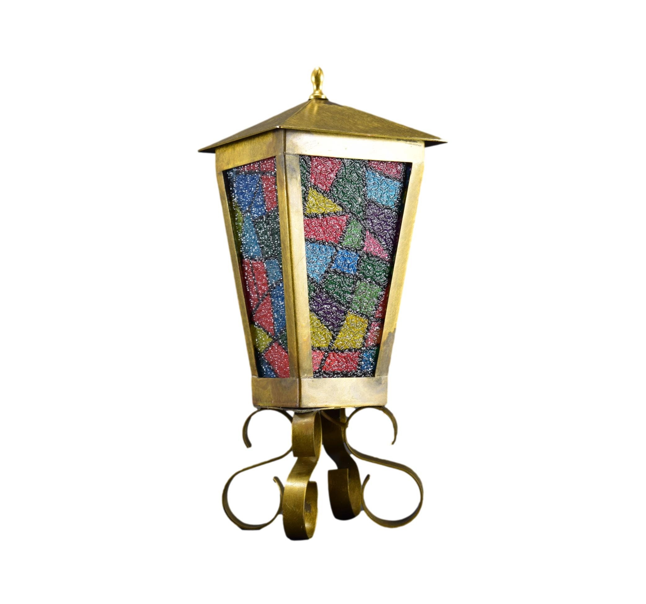 Vintage Stained Glass Lantern Lampe de Table