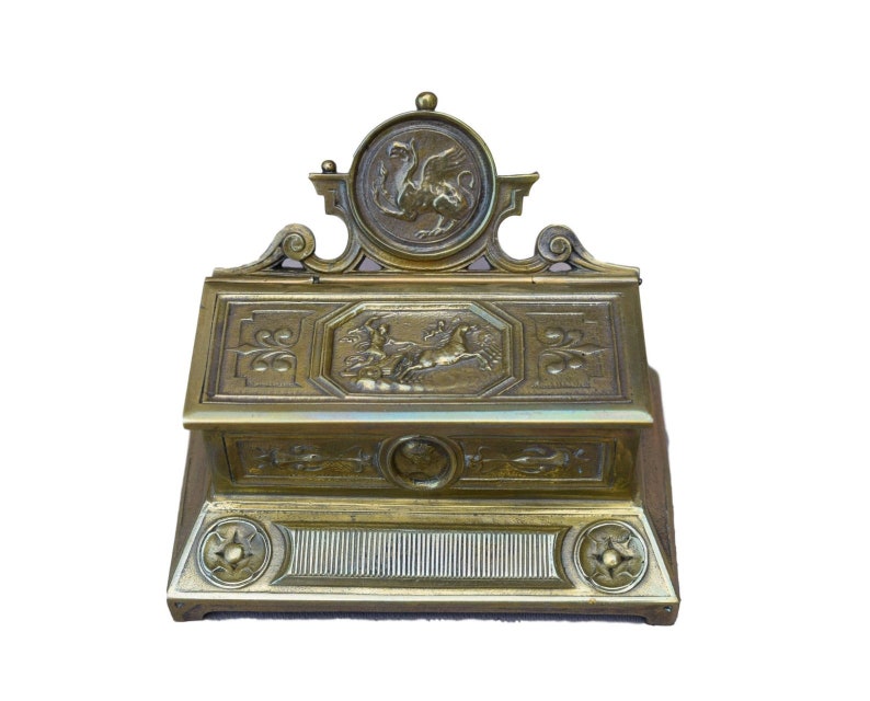 Bronze Match Holder ans Striker Vintage shops Griffin