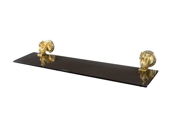 Vintage Swan Brass and Glass Wall Bathroom Shelf Rack - Etsy