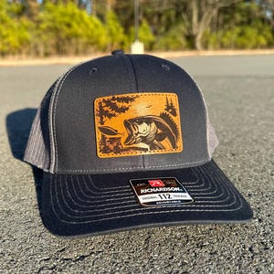 Richardson 112- Bass Fishing, Fishing Hat, Hat for Men, Gifts for Men, Leather Patch Hat, Richardson 112