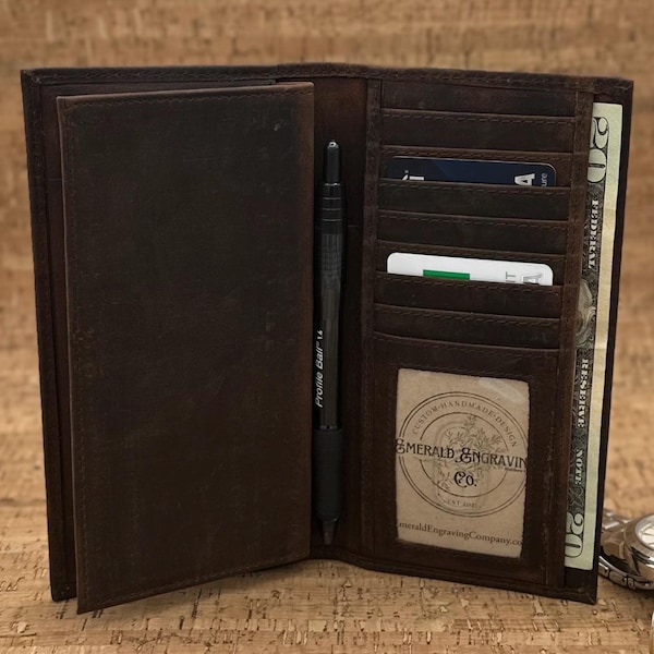 Cartera larga Legacy, billetera plegable de cuero genuino para hombre: regalo para esposo, papá, aniversario o Navidad.