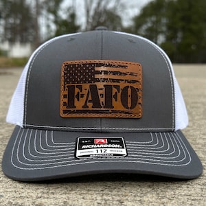 Richardson 112- American Flag, FAFO, Hat for Men, Gifts for Men, Leather Patch Hat