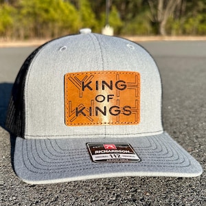 Richardson 112- King of Kings, Christian Hat, YHWH Hat, Hat for Men, Gifts for Men, Leather Patch Hat, Richardson 112