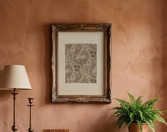 Vintage Ornamental Floral Print, Antique Damask Pattern Wall Art, Sepia Living Room Wall Art (Digital Download, OR038)