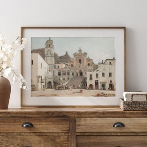 Amalfi Print, Amalfi Painting, Italy Wall Art, Vintage Mediterranean Landscape Print, Summer Wall Art, Italian Gift, INSTANT DOWNLOAD