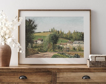 Spring Countryside Painting, Spring Landscape Vintage Print, Village Painting, Farmhouse Wall Decor, Cottage Decor, DIGITAL DOWNLOAD - LS051