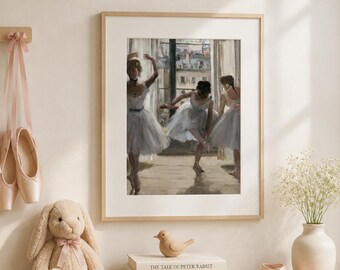 Impressão vintage de bailarina, arte de parede de dançarina, pôster de balé, decoração de quarto infantil, download digital (FG009)