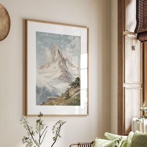 Landscape Painting, Mountain Landscape Print, Living Room Wall Art, Landscape Digital Print, Mountain Lover Gift