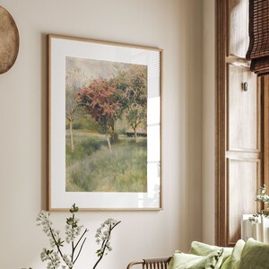 Impression paysage printanier, art mural paysage floral, décoration de chalet, téléchargement numérique, LS022