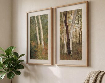 Fall Landscape Set of 2 Prints, Fall Wall Art, Landscape Print Set, Autumn Tones Decor, Cottage Wall Decor, DIGITAL DOWNLOAD - LS008+LS009