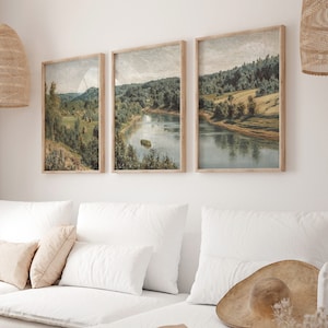 Landscape Set of 3 Prints, Vintage Landscape Printable Art, Vintage Painting, Cottage Decor, Living Room Wall Art, DIGITAL DOWNLOAD - LS177