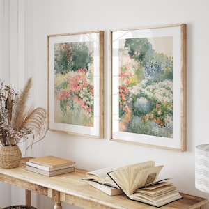 Summer Garden Set of 2 Prints, Garden Paintings, Vintage Wall Art, Summer Cottage Decor, Modern Rustic Farmhouse Wall Art, DIGITAL DOWNLOAD