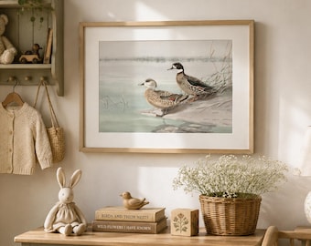 Vintage Ducks Illustration, Antique Ducks Print, Nursery Wall Art, Cottage & Farmhouse Print, Kids Room Decor, PRINTABLE WALL ART - NU014