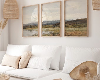 Landscape Set of 3 Prints, Landscape Digital Wall Art, Landscape Painting, Living Room Wall Art, Large Wall Art, DIGITAL DOWNLOAD - LS210T