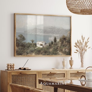 Amalfi Coast Print, Italy Landscape Wall Art, Vintage Amalfi Coast Painting, Mediterranean Landscape Wall Art