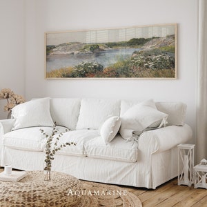 Sea Landscape Print, PRINT & SHIP, Horizontal Coastal Wall Art, Vintage Sea Landscape Wall Art, Panoramic Canvas Print, Living Room Wall Art