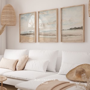 Coastal Set of 3 Prints, PRINT & SHIP, Neutral Beach Wall Art, Beach Fine Art Print Set, Coastal Wall Art, Bedroom Decor, Mailed Art Prints