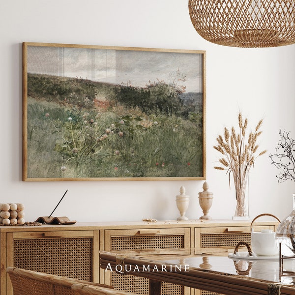 Spring Meadow Painting, Vintage Landscape Painting, Vintage French Country Wall Art, Antique Spring Meadow Wall Art, DIGITAL DOWNLOAD, LS038