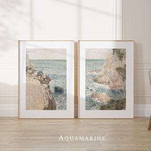 Coastal Landscape Diptych, Coastal Set of 2 Prints, Seascape Painting, DIGITAL DOWNLOAD - SE072