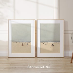 Minimalist Beach Landscape Set of 2 Prints, Beach Wall Art, Coastal Printable Wall Art, Seaside Painting,  DIGITAL DOWNLOAD - SE008D