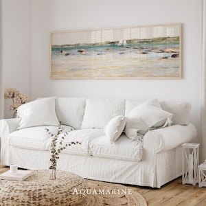 Beach Landscape Print, PRINT & SHIP, Horizontal Coastal Wall Art, Beach House Wall Decor, Panoramic Canvas Print, Living Room Wall Art
