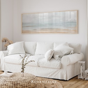 Neutral Beach Landscape Print, PRINT & SHIP, Horizontal Coastal Wall Art, Beach House Decor, Panoramic Canvas Print, Living Room Wall Art