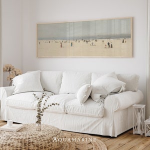 Beach Panoramic Wall Art, PRINT & SHIP, Horizontal Canvas Print, Living Room Wall Art, Horizontal Landscape Wall Art, Neutral Wall Art