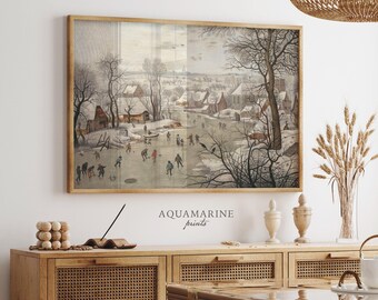 Antikes Winter Gemälde, Vintage Urlaub, Kunst, Vintage Winter Kunst, Urlaub, Dekor, Vintage Kinderzimmer Druck, DRUCKBARE WAND KUNST - LS108
