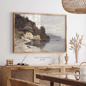 Amalfiküste Kunstdruck, Amalfiküste Malerei, Vintage Küsten Wandkunst, Italien Landschaft Wandkunst, Italien Druck, INSTANT DOWNLOAD - IT011