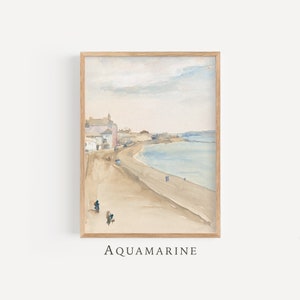 Muted Coastal Wall Art, Saint Ives Cornwall Painting, Beach Landscape Art Print, Summer Cottage Wall Art, DIGITAL DOWNLOAD, SE061