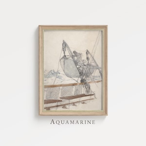 Vintage Nautical Painting, Sailboat Painting, Sailboat Print, Vintage Coastal Wall Art, Sailing Wall Art, DIGITAL DOWNLOAD - SE020
