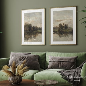 Landscape Prints Set of 2, Vintage Landscape Printable Art, French River Painting, French Wall Art, Vintage Digital Art, INSTANT DOWNLOAD