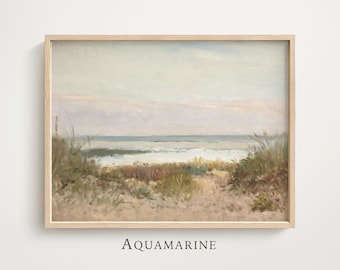 Neutral Beach Landscape Painting, Vintage Coastal Wall Art, Path on the Beach Print, Seaside Grass, Landscape Art, DIGITAL DOWNLOAD - SE014