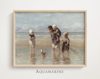 Vintage Coastal Print, Beach Painting, Coastal Painting, Coastal Nursery Wall Art, Vintage Kids Room Decor, DIGITAL DOWNLOAD - SE024