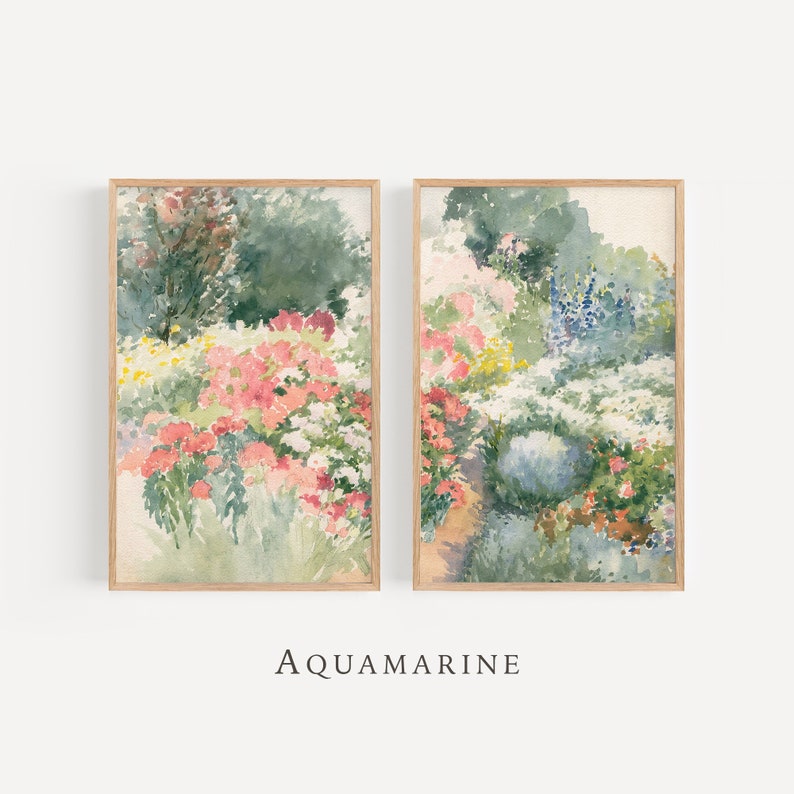 Summer Garden Set of 2 Prints, Garden Paintings, Vintage Wall Art, Summer Cottage Decor, Modern Rustic Farmhouse Wall Art, DIGITAL DOWNLOAD