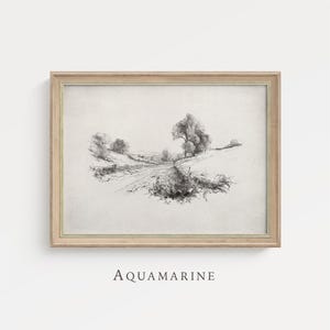 Landscape Sketch, Vintage Landscape Print, Landscape Wall Art, Mountains Landscape Print, Cabin Wall Decor, DIGITAL DOWNLOAD - DS024