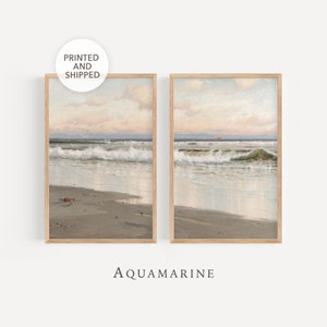 Beach Painting Set of 2 Prints, Beach Landscape Wall Art, Ocean Wall Art, Living Room Wall Decor, Coastal Wall Art, Mailed Art Prints