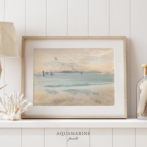 Muted Beach Landscape Print, Beach Painting, Beach House Wall Art, Minimalist Coastal Wall Art, Neutral Wall Art, INSTANT DOWNLOAD - SE068