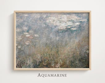 Impression de nénuphars Monet, peinture impressionniste, art mural paysage, art mural vintage, LS139