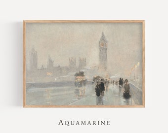 London Print, Vintage London Poster, Soft Tones London Painting, Vintage Big Ben Print, London Wall Art, INSTANT DOWNLOAD - CS006