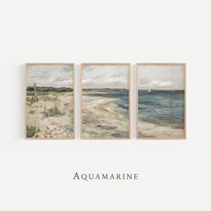Bright Seascape Set of 3 Prints, Summer Vibe Wall Art, Coastal Seaside Print, Beach House Wall Art