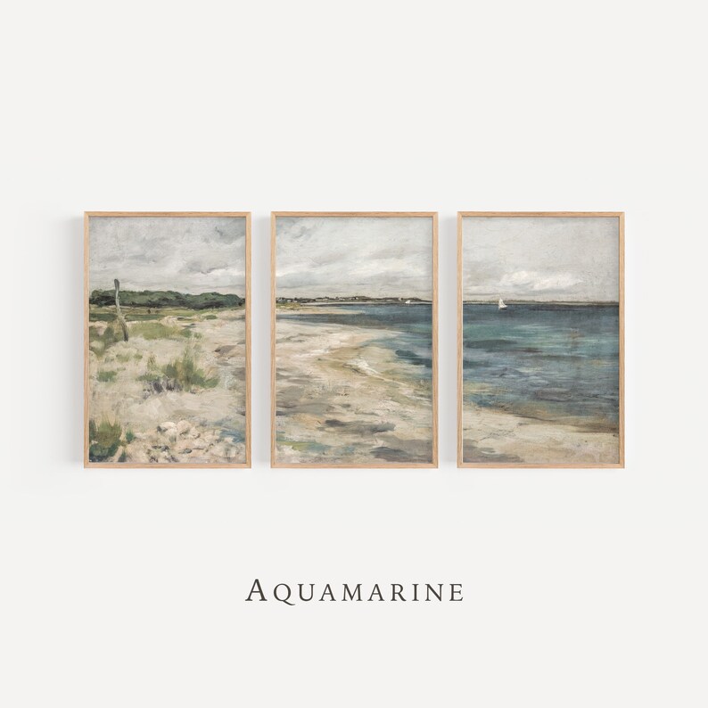 Bright Seascape Set of 3 Prints, Summer Vibe Wall Art, Coastal Seaside Print, Beach House Wall Art