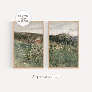 Wildflower Field Set of 2 Prints, PRINT & SHIP, Landscape Printed Wall Art, Spring Landscape Painting, French Wall Art, Mailed Art Prints